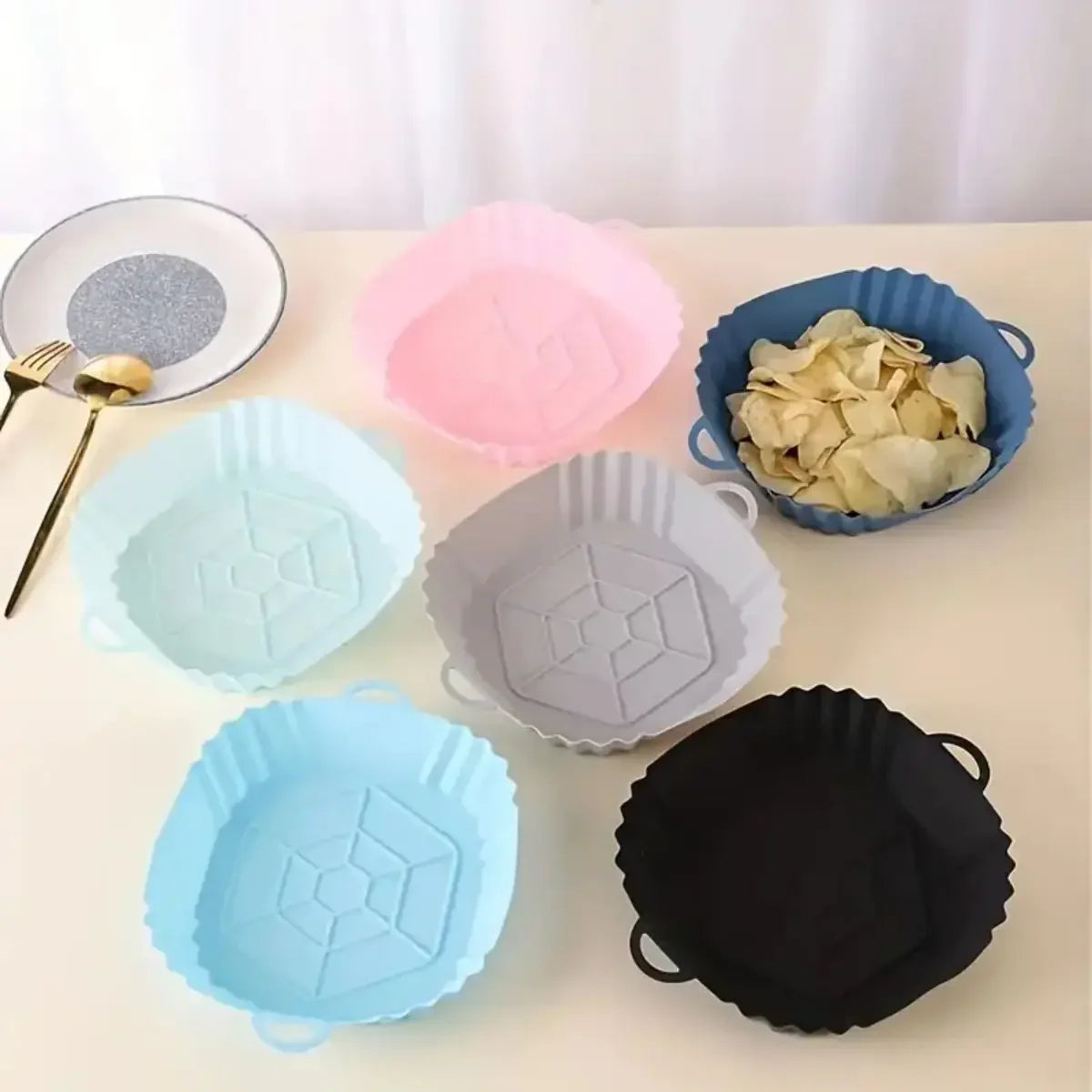 Reusable Silicone Air Fryer Liner – Non-Stick Foldable Baking Mat Silicone Baking Liner Oasis Select