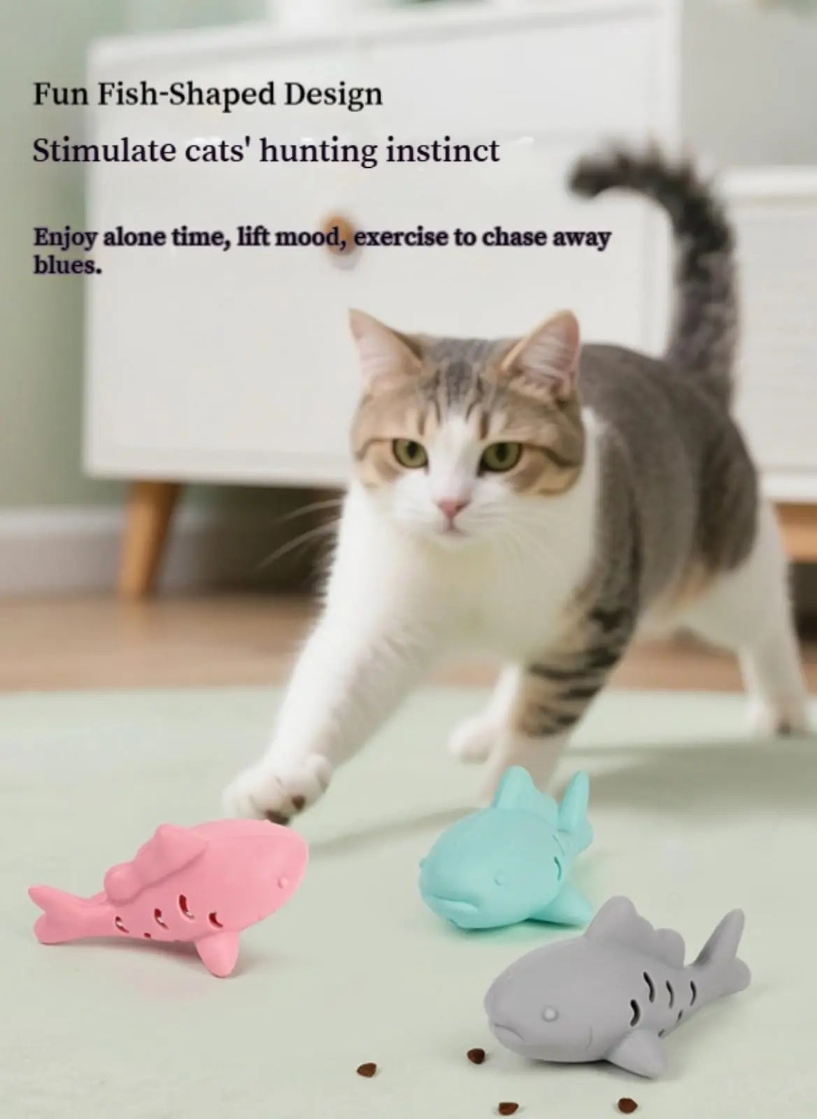 Fish-Shaped Cat Chew Toy - Dental Treat Dispenser Puzzle, Safe Silicone, No Battery, Interactive Pet Snack Game Oasis Select