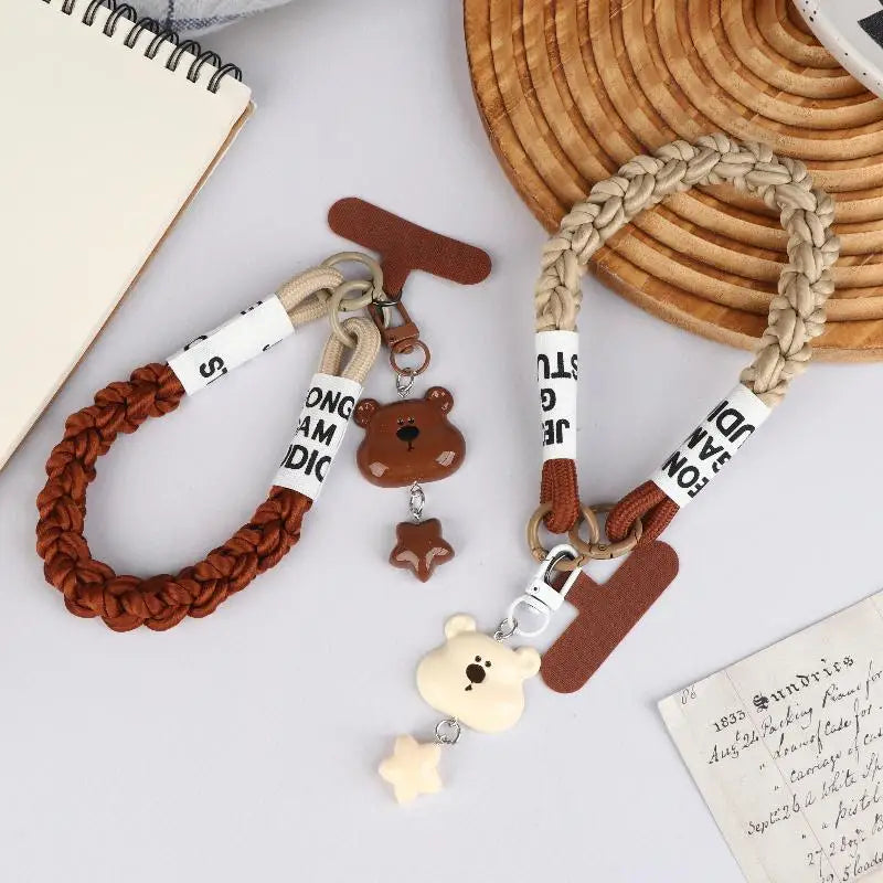 Y2K Cute Cartoon Bear Head Star Phone Strap Ins Style Versatile Mobile Phone Chain Anti Lost Wristband Keychain Gifts Oasis Select