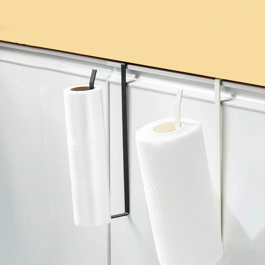 1pc hanging toilet paper holder black/white household storage rack roll paper holder towel rack kitchen bracket Oasis Select