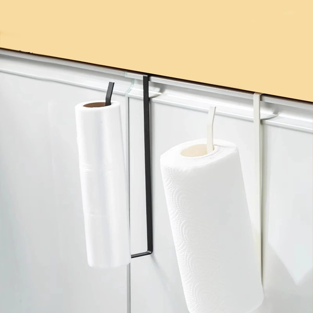 1pc hanging toilet paper holder black/white household storage rack roll paper holder towel rack kitchen bracket Oasis Select