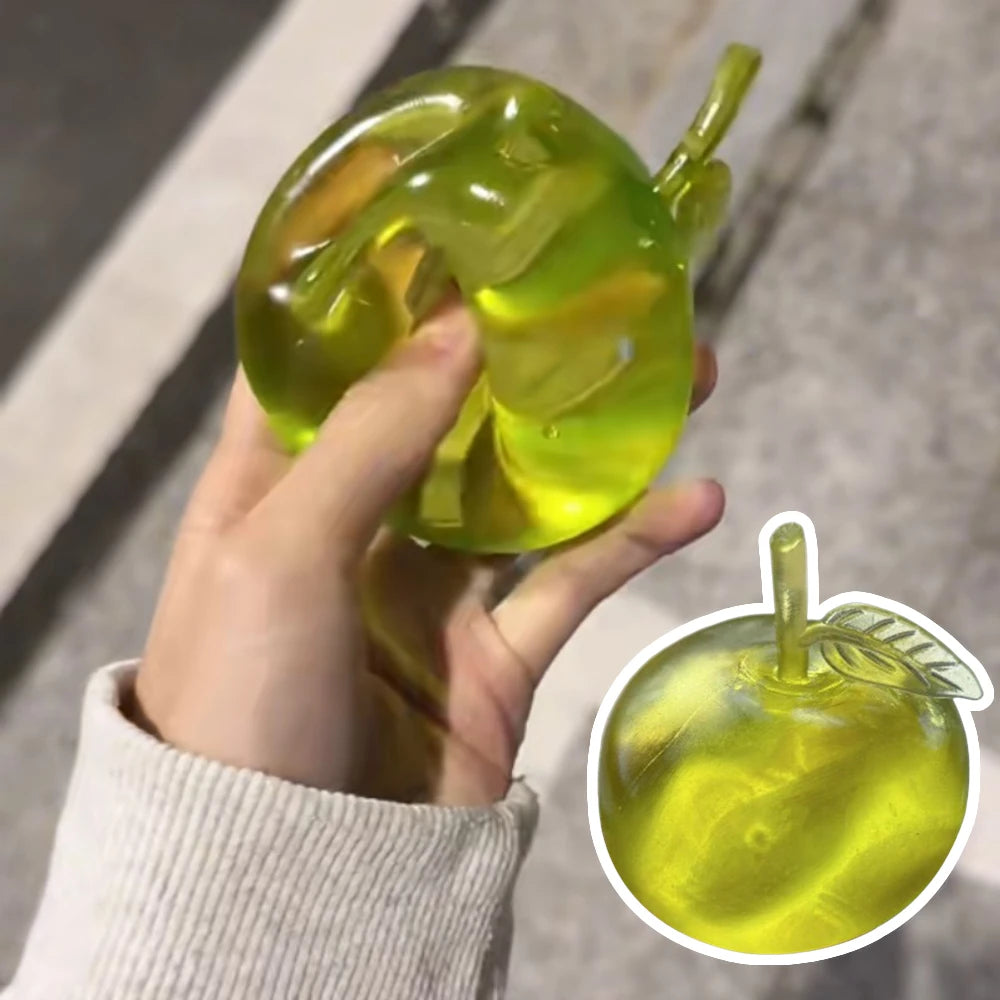 Green Apple Squishy Slow Rising Squeeze Toy Soft Transparent Decompression Stress Relief Ball Party Favor Gift For Kids Adults Oasis Select