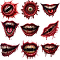 9-Pack Halloween Temporary Tattoo Stickers – Fanged Mouth & Lips