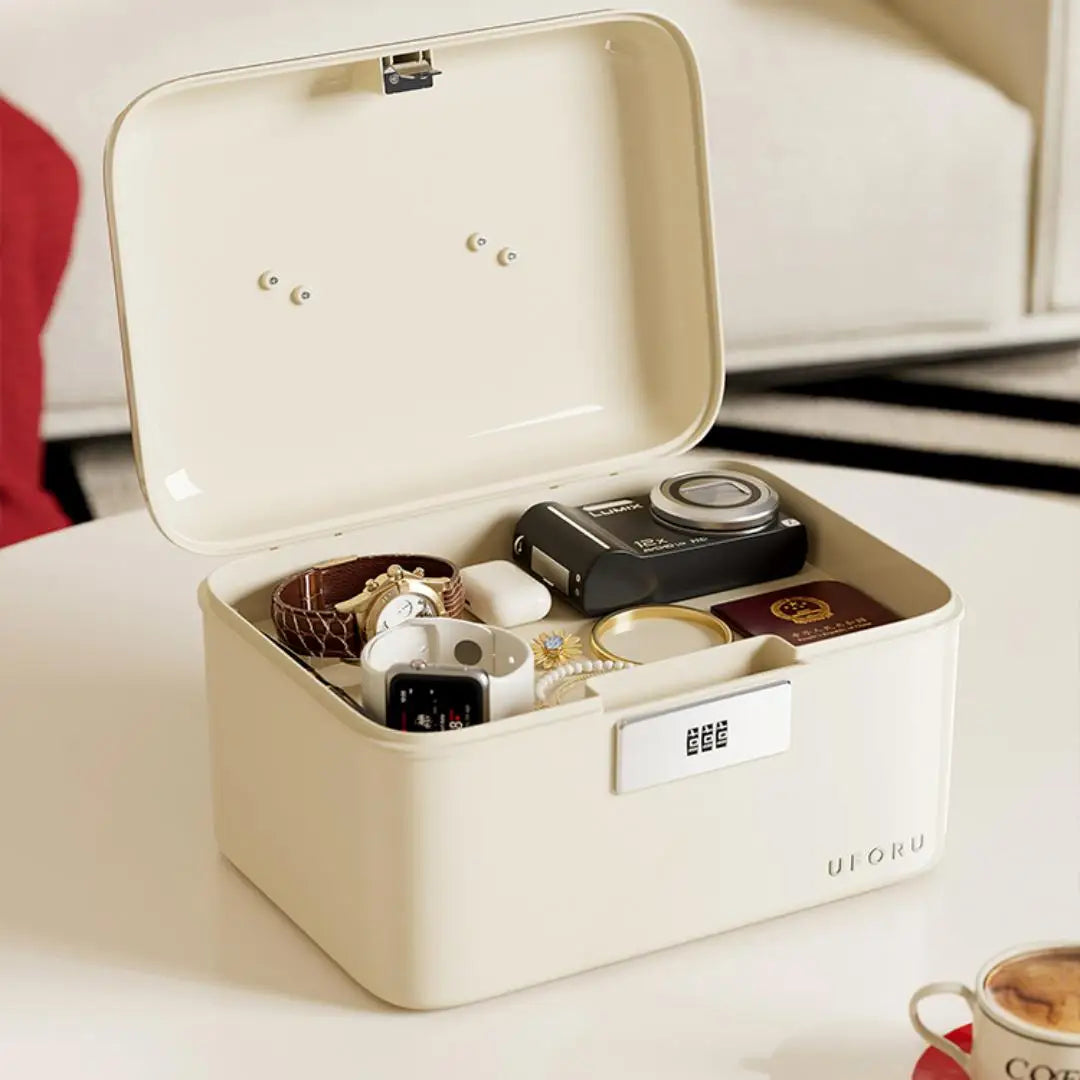 Storage boxes with combination locks, combination lock boxes, home security storage boxes, large-capacity compartmentalized Oasis Select
