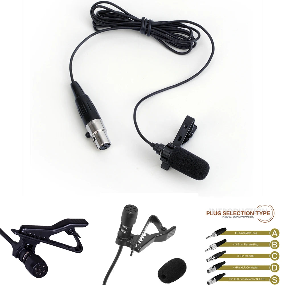 3.5mm Black Lavalier Lapel Microphone Miniature Broadcast Quality For Wireless System With A Metal Clip And A Windscreen Oasis Select