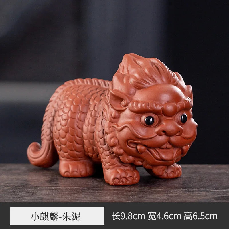 Lucky Purple Clay Cute Pixiu Tea Pet Ornament Premium Nurturable Creative Personalized Tea Play Tea Table Tea Set Accessories Oasis Select Kirin - Zhu Ni