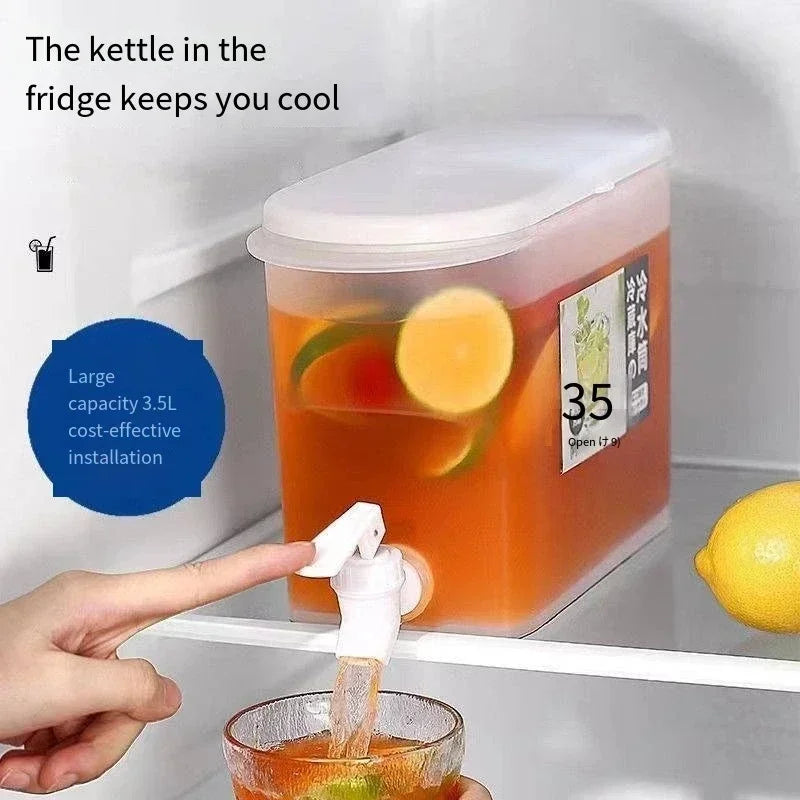 Large Capacity Cold Kettle 3.5L Cold Water Pitcher with Faucet In Refrigerator Iced Beverage Dispenser Refrigerator and Spigot Oasis Select