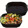 1pc Reusable Silicone Air Fryer Liner—Foldable, Non-stick Baking Mat—Heat Resistant, Kitchen Cooking Accessory Oasis Select black