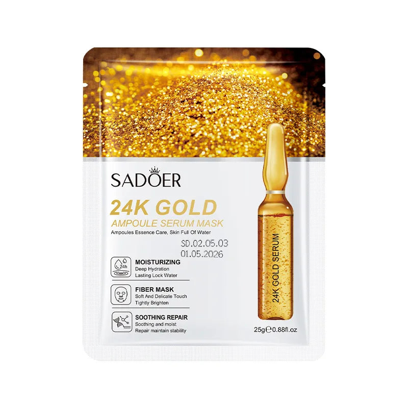 SADOER 24K Gold Face Masks – Firming & Hydrating, 10 Pack Gold Sheet Face Mask Oasis Select