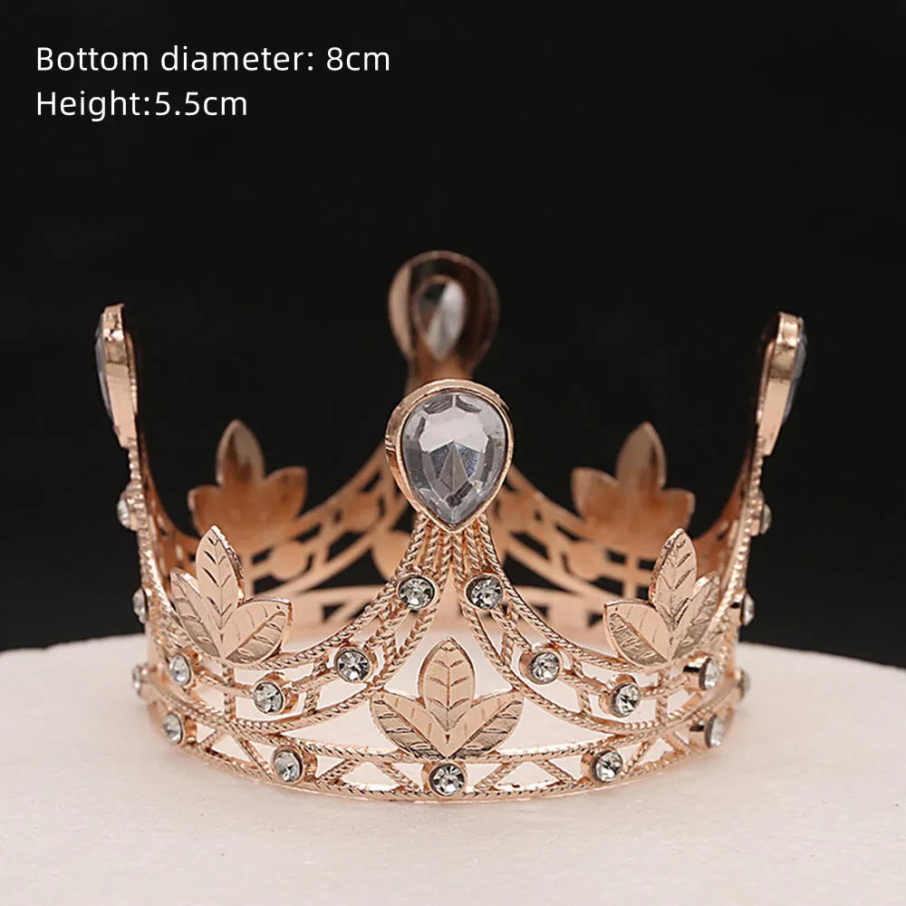 Rhinestone Crown Baking Cake Topper Headwear Decoration Children's