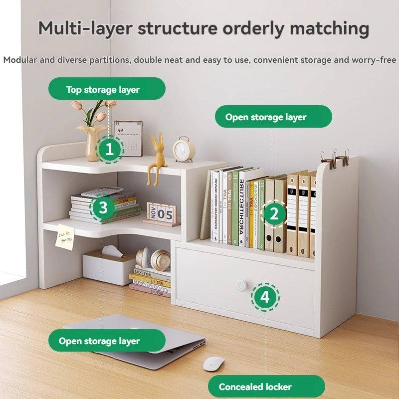 Bookshelf Office Desktop Storage Shelves Multi layer Scalable Shelves Student Desk Storage Boxes Small Bookcases Oasis Select