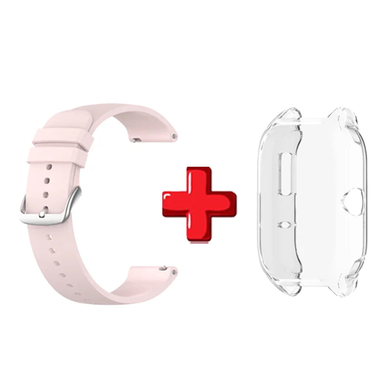 Amazfit GTS4 Silicone Sport Band & Clear TPU Case – 2-in-1 Smartwatch Band & Case Oasis Select Pink
