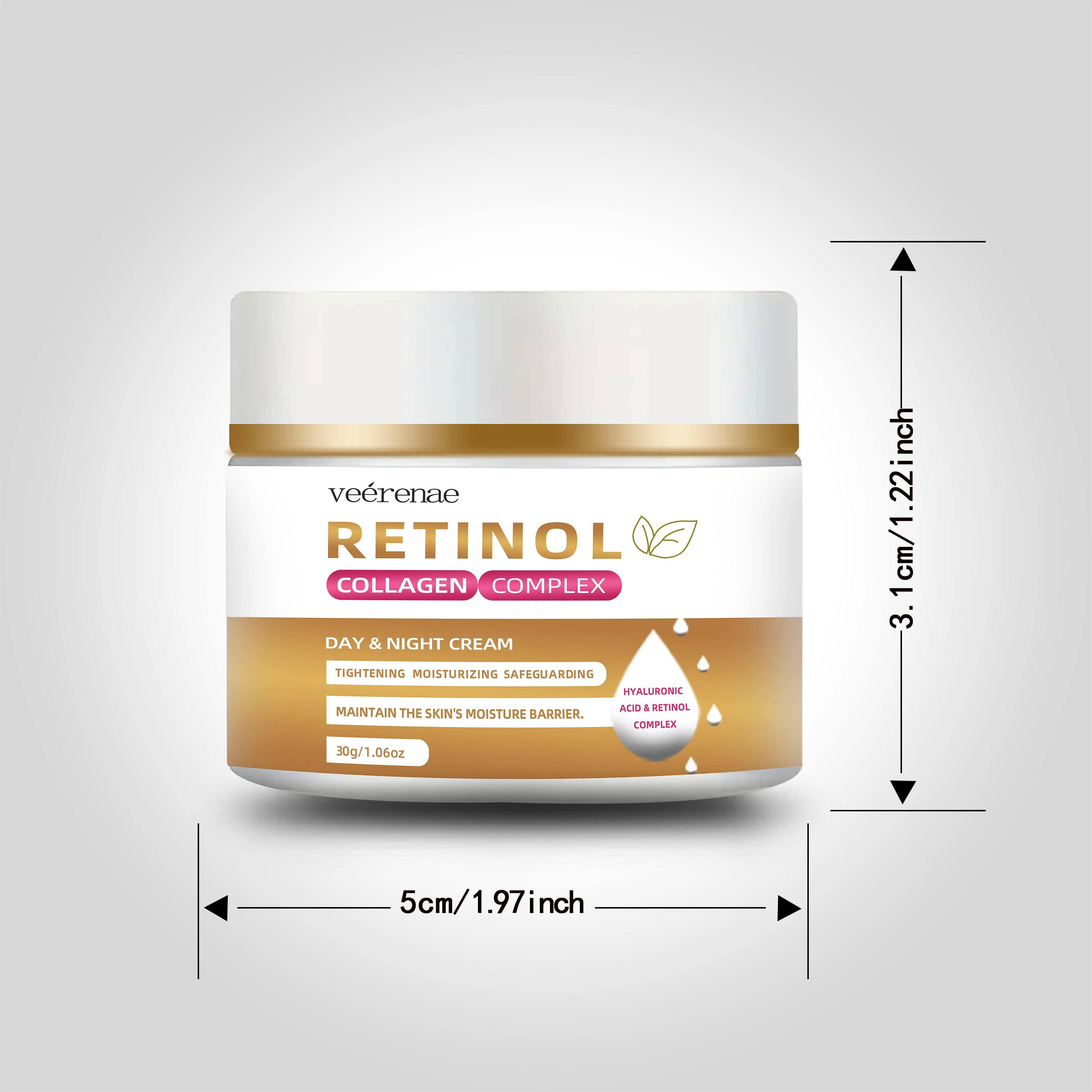 Veérenae Retinol Collagen Cream – Alcohol-Free 24H Moisturiser Retinol Face Cream Oasis Select 30g