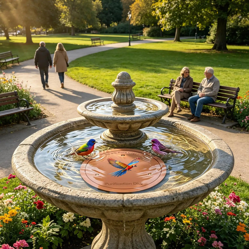 Metal Birds Bath Tray Copper Bird Bath Disk Outdoor Feeder Cleaning Accessories Triple-Point Support Purifier Disc Water Bowl Oasis Select