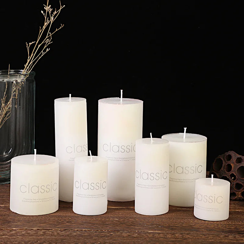 Classic European Ivory White Large Cylinder Candle Smokeless Tasteless Romantic Wedding Hotel Decoration Candle Holiday Supplies Oasis Select