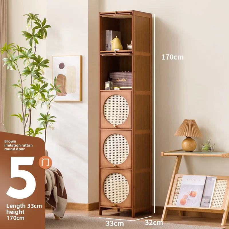 Bookshelf Shelf Floor-to-ceiling bookcase Locker integrated with wall storage Household wood with door Dust-proof display Oasis Select Brown-Five Doors 33