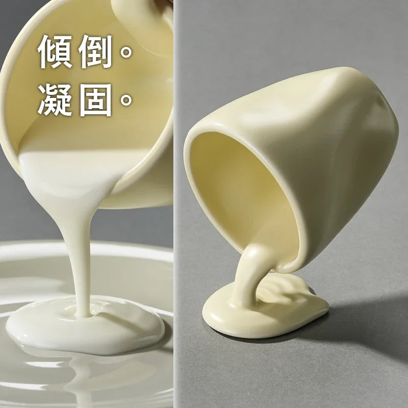 Creative High Temperature Ceramic Mug Upside Down Drying Cup Yellow Glaze Water Set Tea Set Coffee Restaurant Household Mug Oasis Select