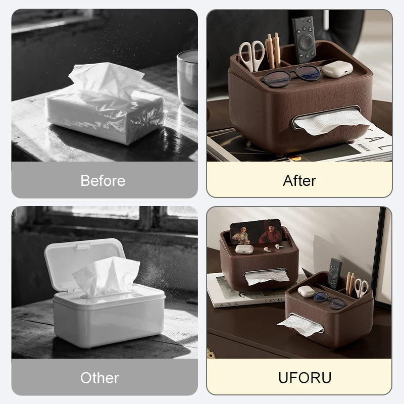 Paper towel holder and storage box-modern farmhouse style rectangular plastic box with paper towel holder Oasis Select