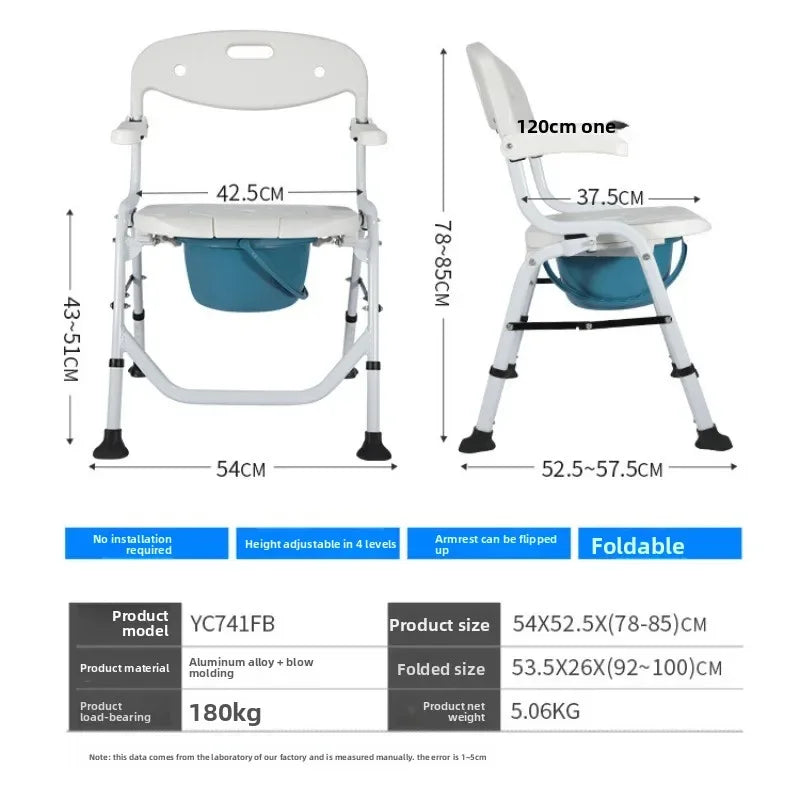 Solid Toilet chair elderly foldable portable mobile toilet chair pregnant women toilet Japanese bath chair household Oasis Select