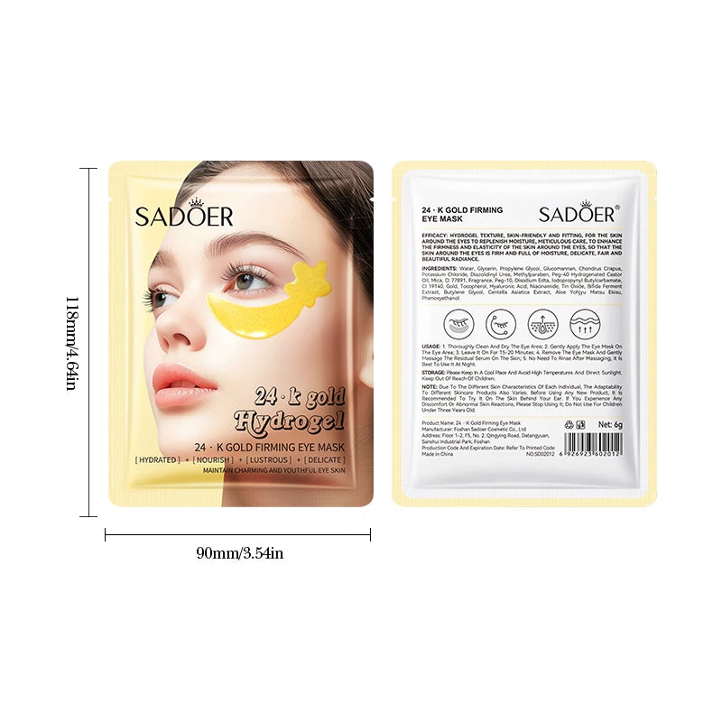SADOER 24K Gold Collagen Eye Mask – Dark Circles & Anti-Aging Eye Mask Patches Oasis Select