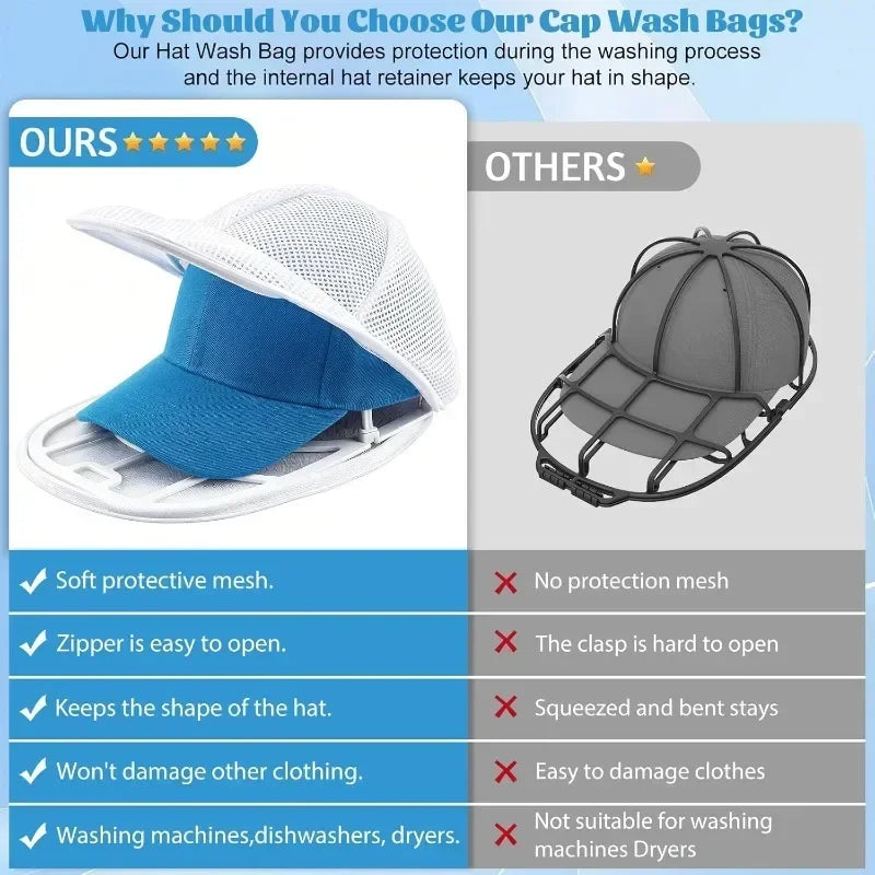 2pcs/set Anti-Deformation Hat Cleaning Cage for Washing Machine, Mesh Laundry Bag for Baseball Cap, Hat Washer Protector Shaper Oasis Select
