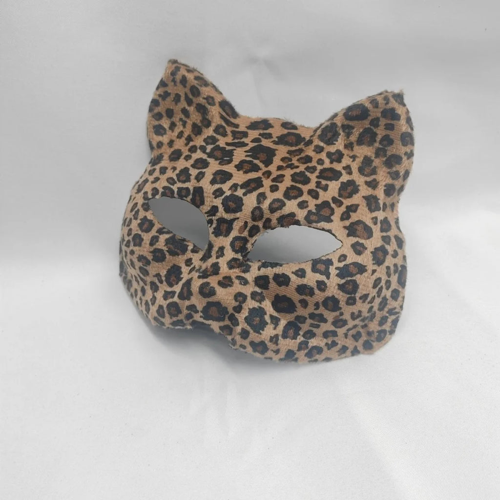 Leopard Cat Half-Face Masquerade Mask | Halloween & Party