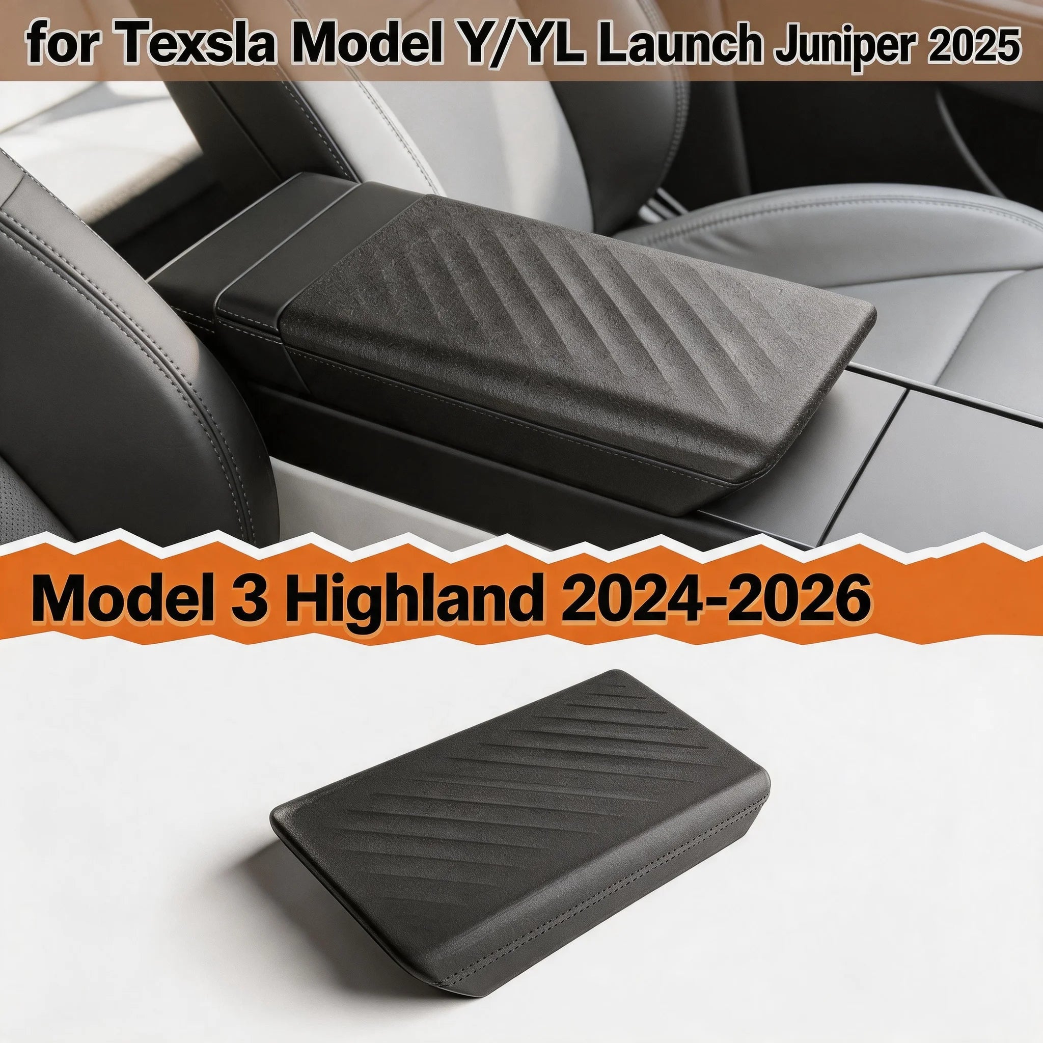 Durable Non-Slip Dustproof for Tesla Model Y Juniper Launch 2025-2026 Model 3 Highland 2024 TPE Armrest Cover Accessories Oasis Select TPE black