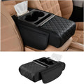 Universal PU Leather Car Center Console Armrest Cushion Durable Thick Memory Cotton Cup Holder Tissue Box Elbow Support Pro Pad Oasis Select black