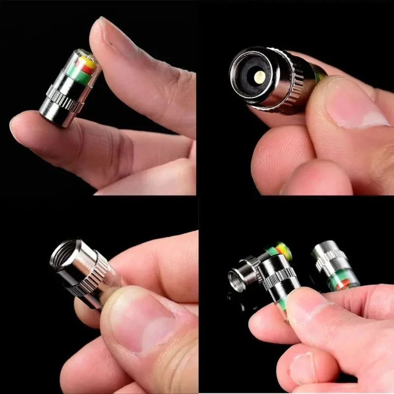 4/8/12/24pcs Bar Car Tire Pressure Guage Cap Sensor Indicator Alert Monitoring Tool Tyre Cap Indicator Alert Air Pressure Gauge Oasis Select