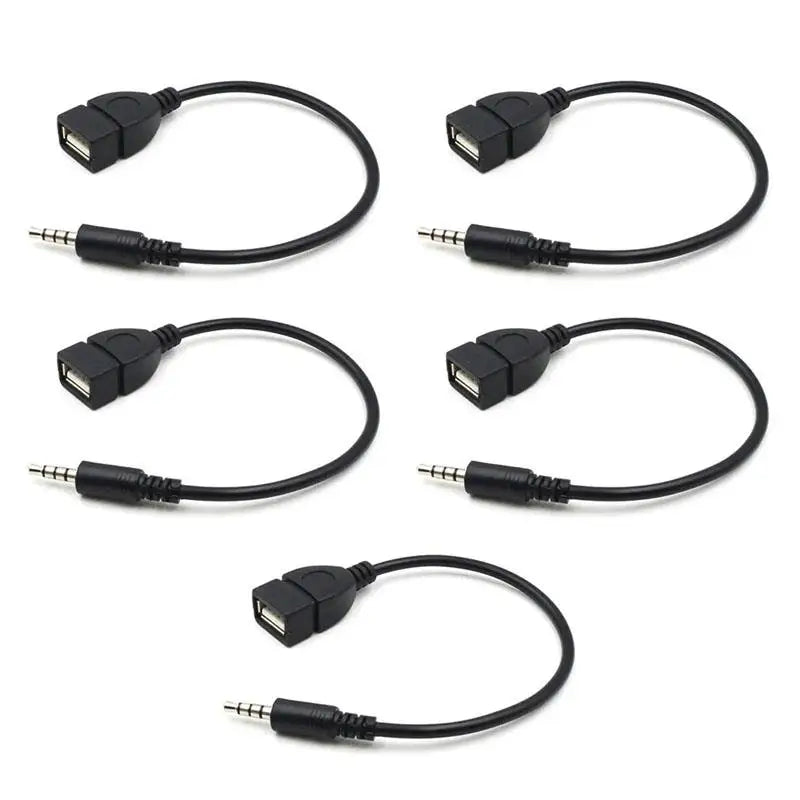 1/2/4/6pcs Car Connection Cable USB Female To Audio AUX Cable USB Flash Drive/Navigation/Stereo AUX Data Adapter Car Accessories Oasis Select 5pcs