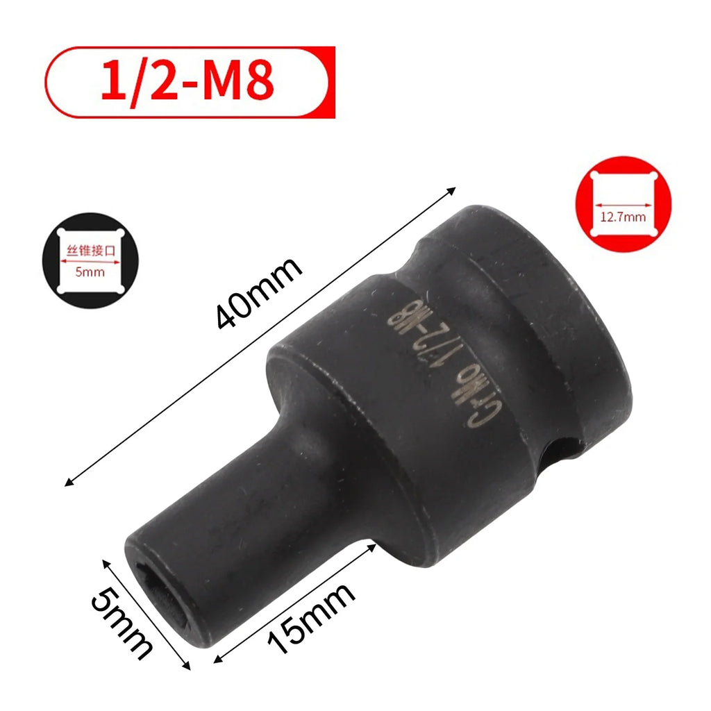 Suqare Screw Tap Socket 1/2Inch Driver Square Driver Electric Wrench Socket Square Driver Head M6-M24 Socket Oasis Select