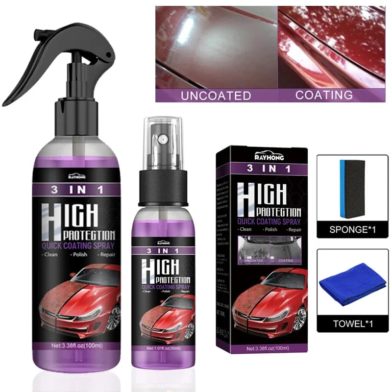 30ml/100ml Car Ceramic Coating Spray 3 in 1 Auto Nano Ceramic Coating Polishing Spraying Wax Car Paint Scratch Repair Remover Oasis Select