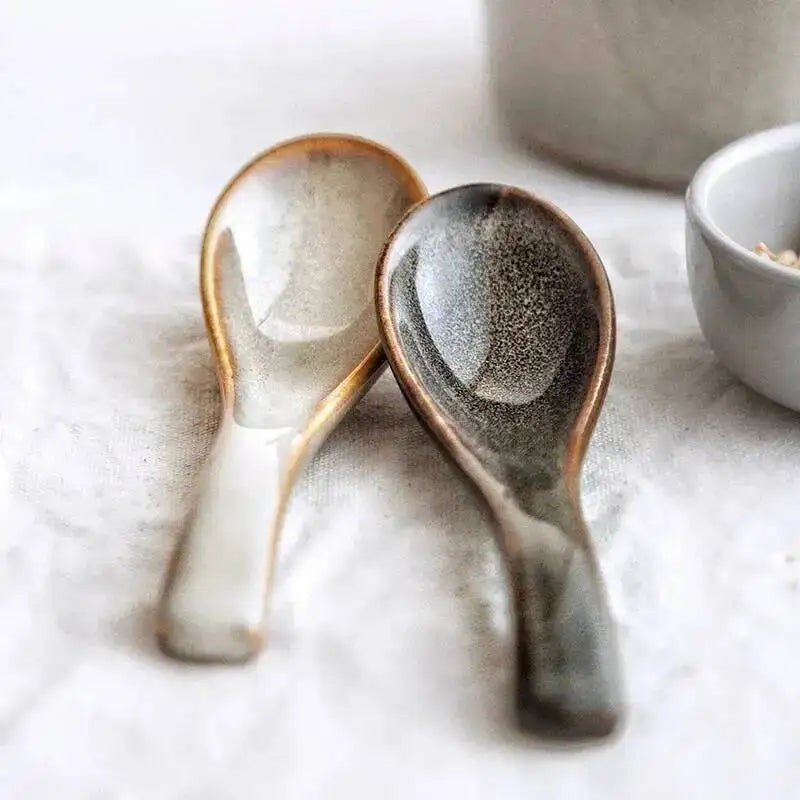 Kiln-fired Spoons Rice Spoons Soup Porridge Dessert Spoons Household Restaurant Oasis Select