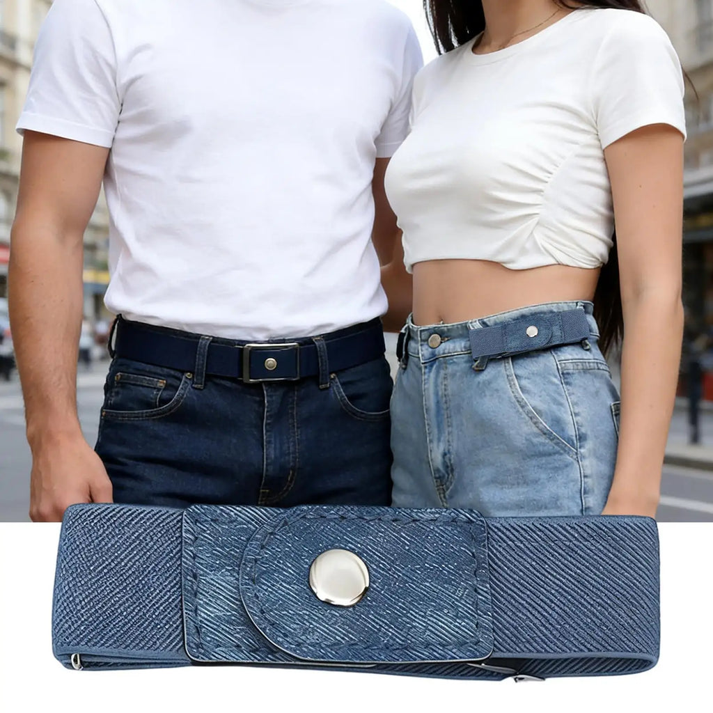 No Buckle Belt Women 1 Pair Elastic Adjustable Strap Buckleless Belt No Buckle Elastic Belt for Women Men Unisex Stretch Belt Oasis Select