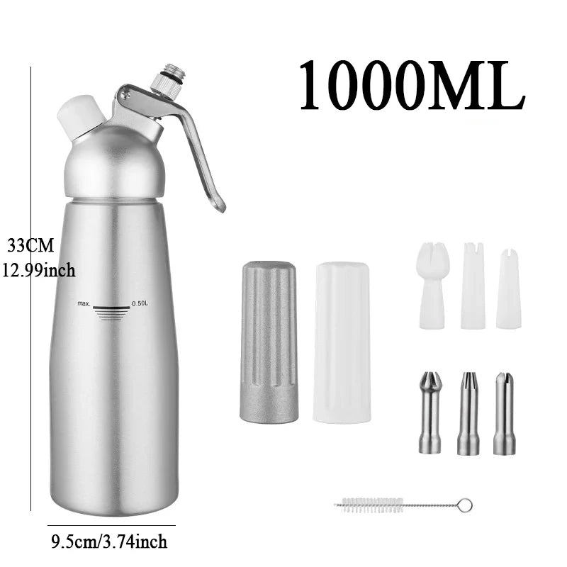 500/1000ml Cream Foam Gun Cake Piping Gun Siphon Squeeze Bottle Dessert Tool Squeeze Bottle Dessert Tool Kitchen Accessories Oasis Select 1000ML