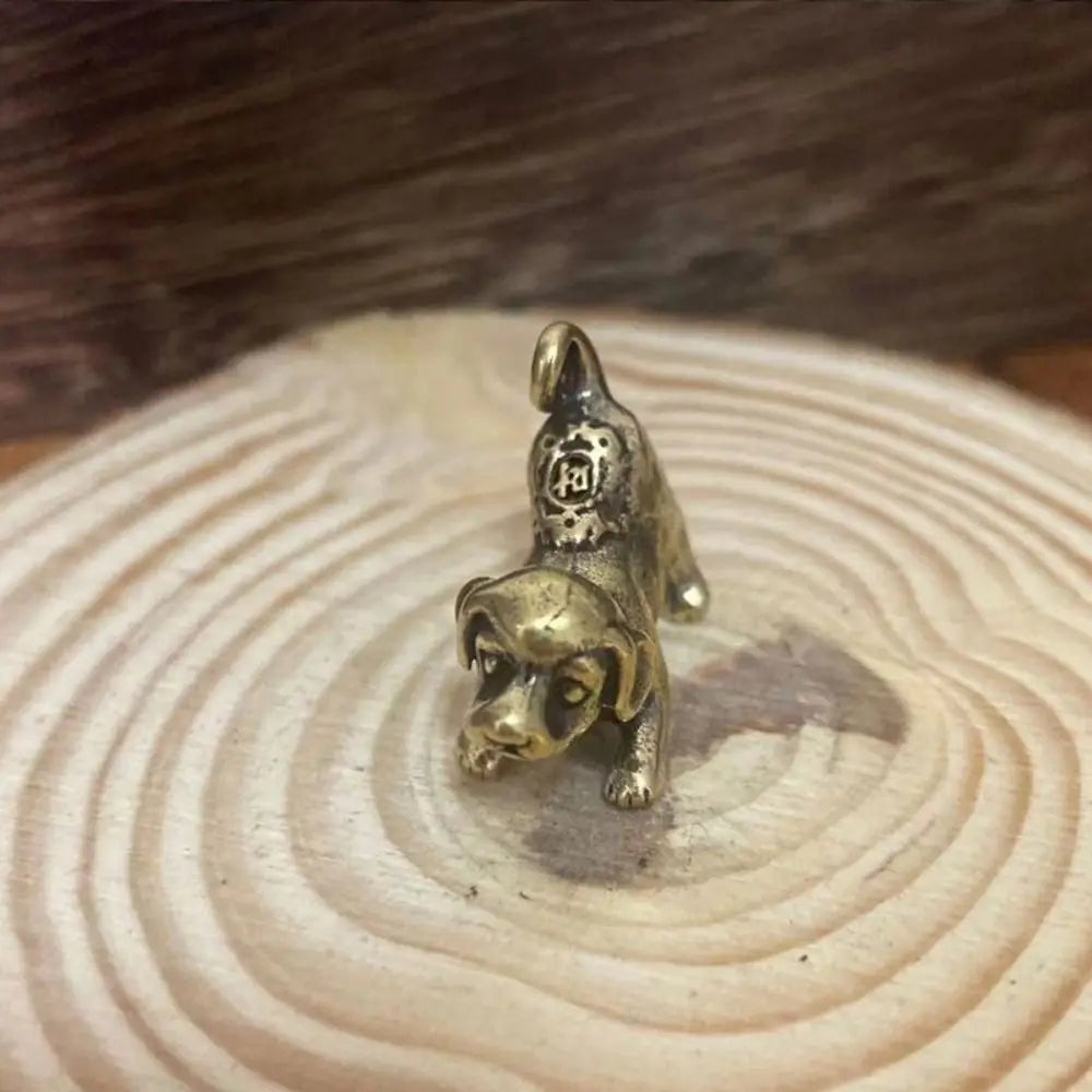 Solid Brass Zodiac Dog Figurine | Feng Shui Tea Pet Decor