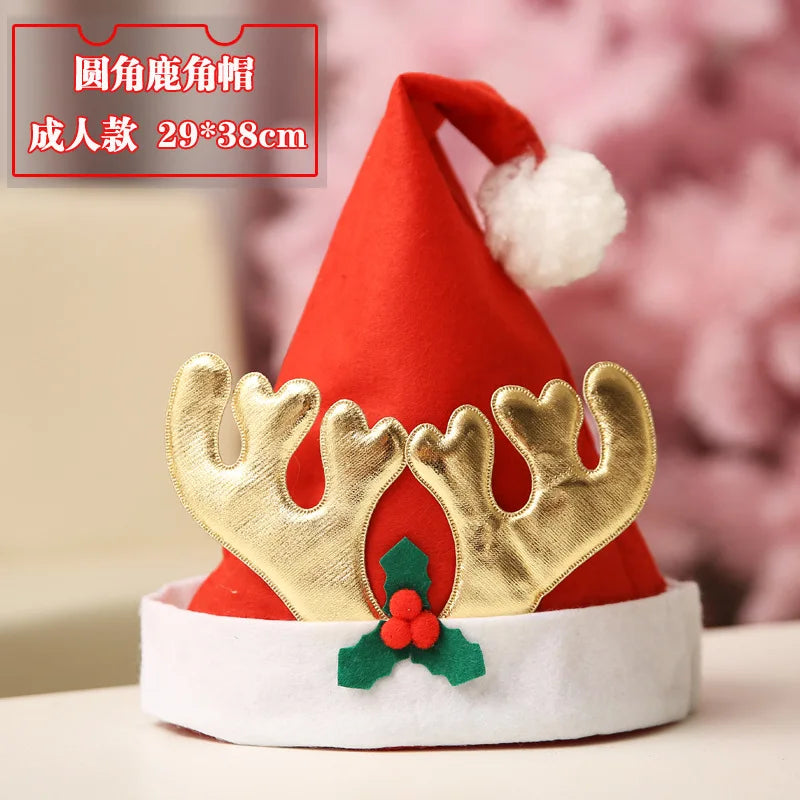 Christmas decorations Adult Family Christmas hat Santa Claus children cartoon cap Christmas gift Oasis Select Look at the picture Adult 29x38