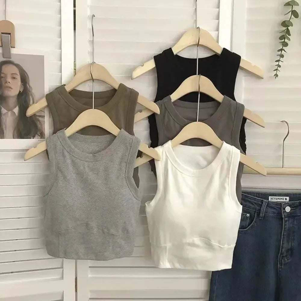 Sexy Breathable Bra Vest U-shaped Top with Pad Bra Crop Top Bra Black White Sleeveless Top Summer Oasis Select