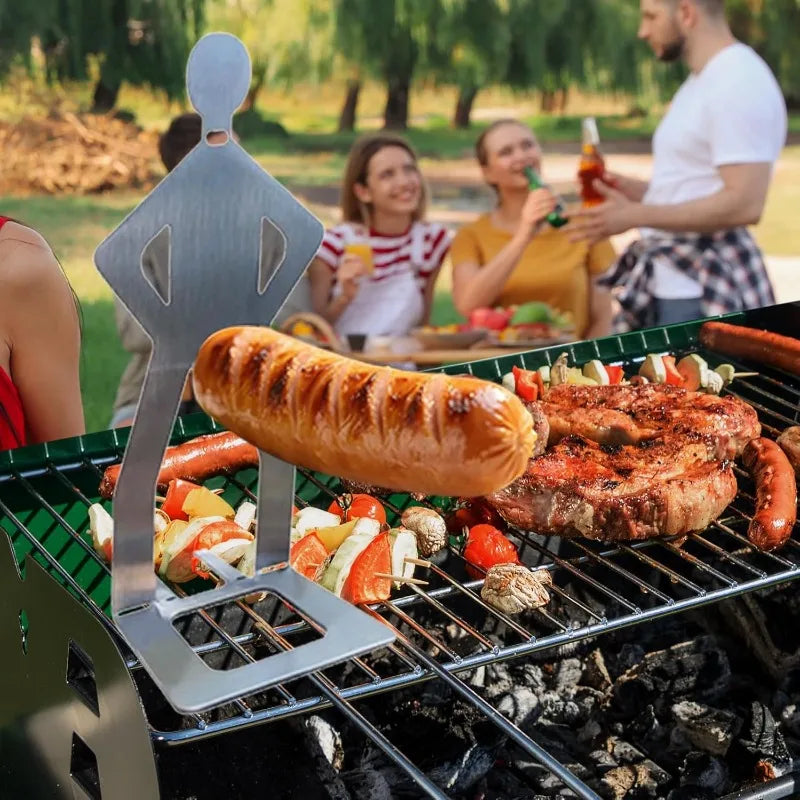 1-4pcs Reusable Stainless Steel Hot Dog Holders Funny Standing Man Sausage Grill Rack for Barbecue Camping Spring Trip BBQ Oasis Select