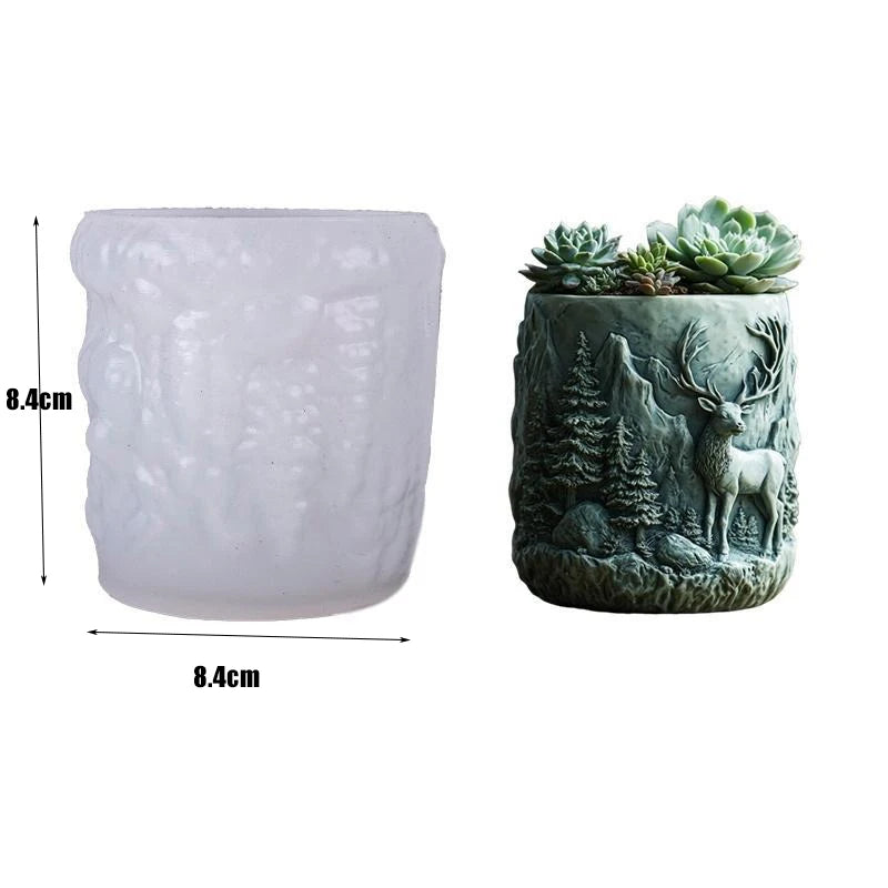 Deer Flowerpot Gypsum Cup Mold Aromatherapy Candle Cup Silicone Mold DIY Drip Storage Cup Mold Oasis Select White