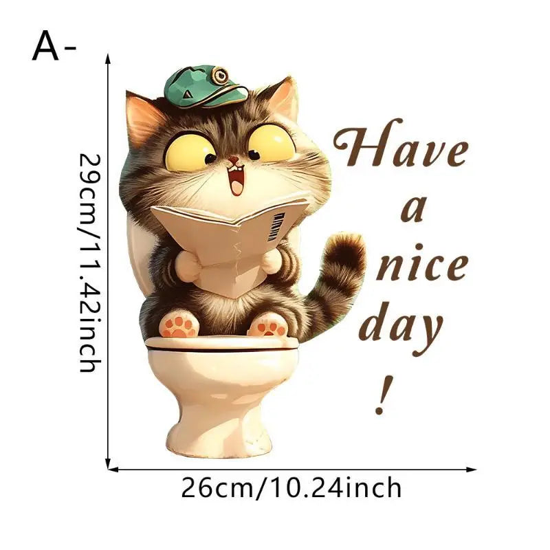 3D Cat & Dog Toilet Sticker – Waterproof Removable Bathroom Decal