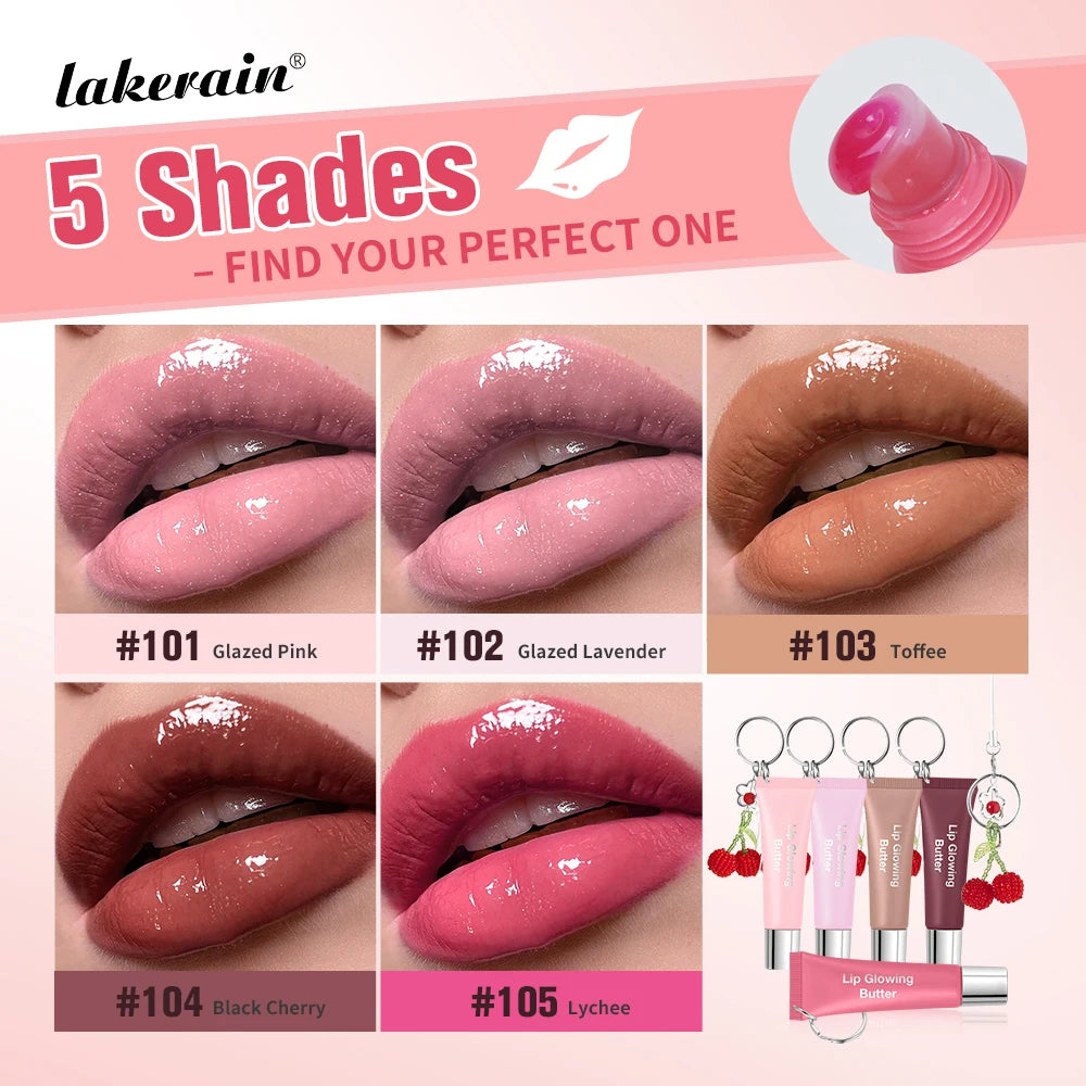 Lakerain Butter Lip Glowing With Keychain Long Lasting Deep Hydration Natural Color Smooth Lip Quickly Improve Lip Condition Oasis Select