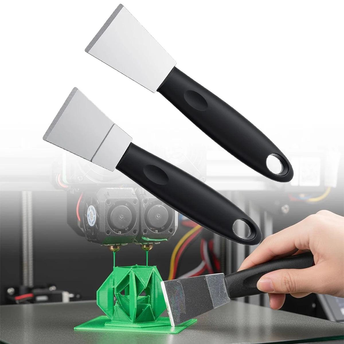 2 PCS 3D Printer Build Plate Spatula Hot Bed Removal Universal Stainless Steel Hot Bed Removal Tool Scraper for Glass PEI Sheets Oasis Select
