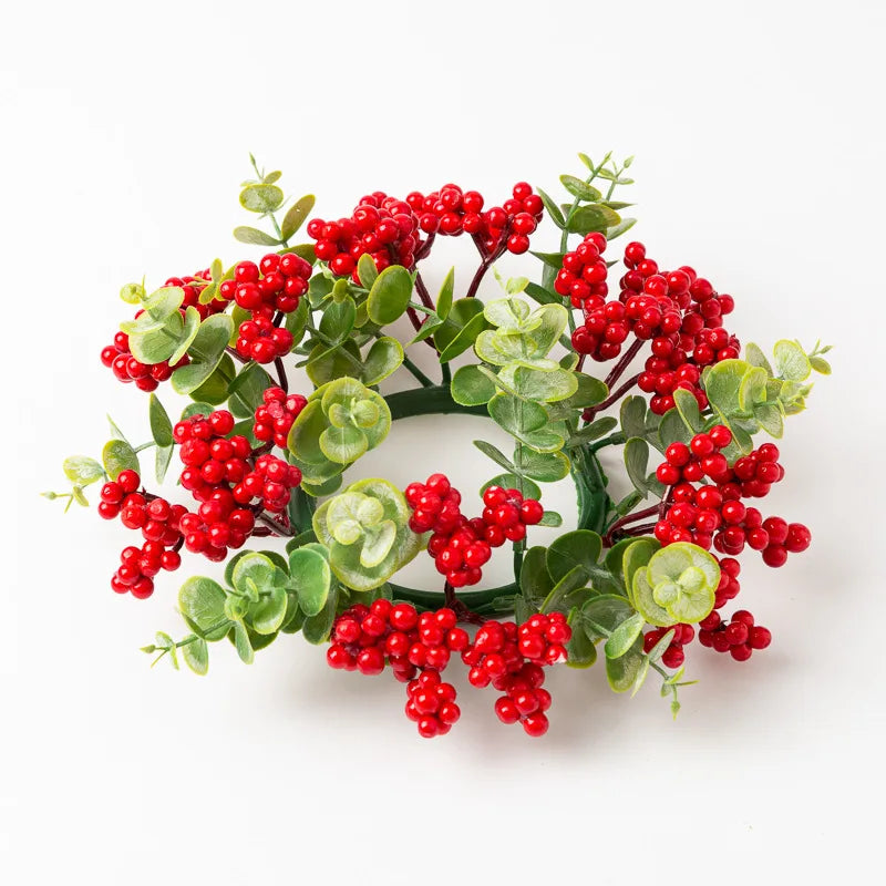 Eucalyptus Christmas Wreath Candle Ring Berry Candle Decorative Table Setting Accessories Candle Holder Wreath Oasis Select