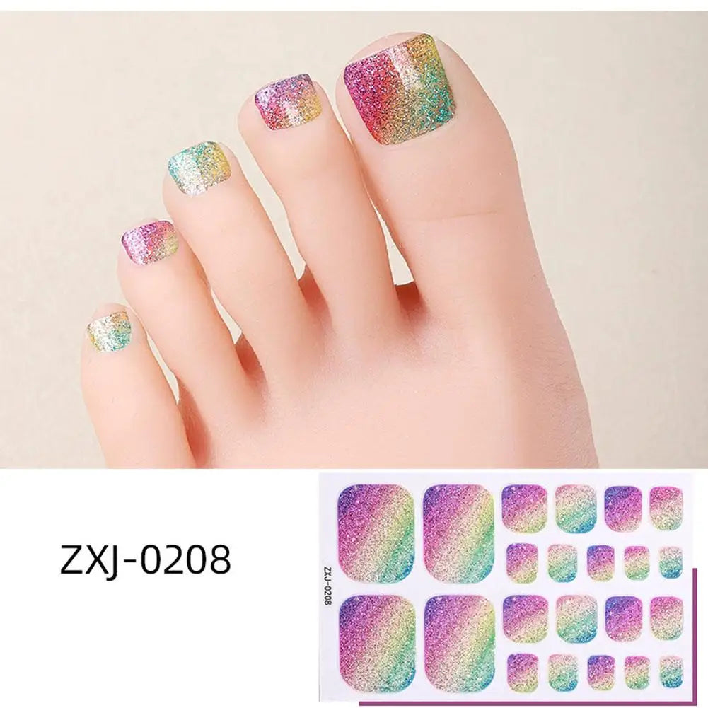 Gradient Glitter Toe Nail Stickers – Rainbow Full Nail Wraps Toe Nail Stickers Oasis Select style 10