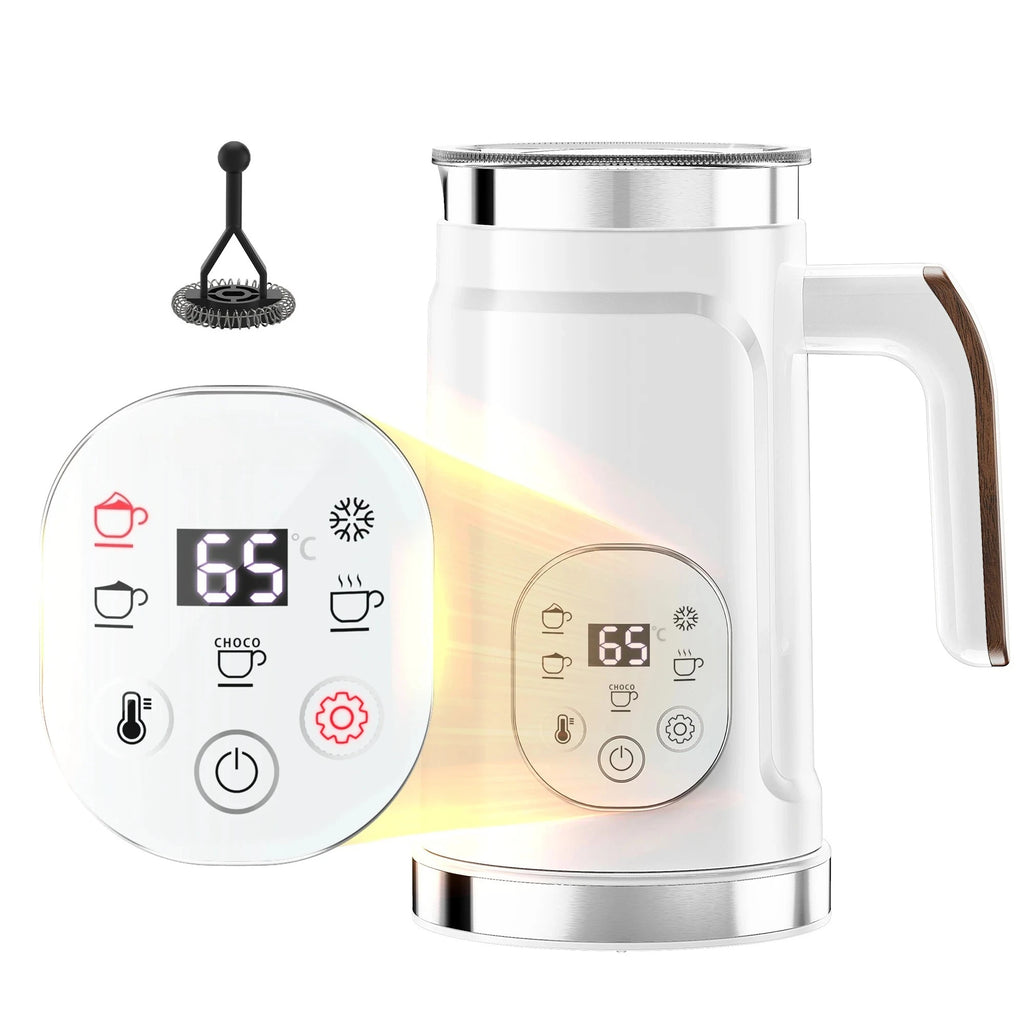 5-in-1 Milk Frother LED Touchscreen – Hot & Cold Foam Maker