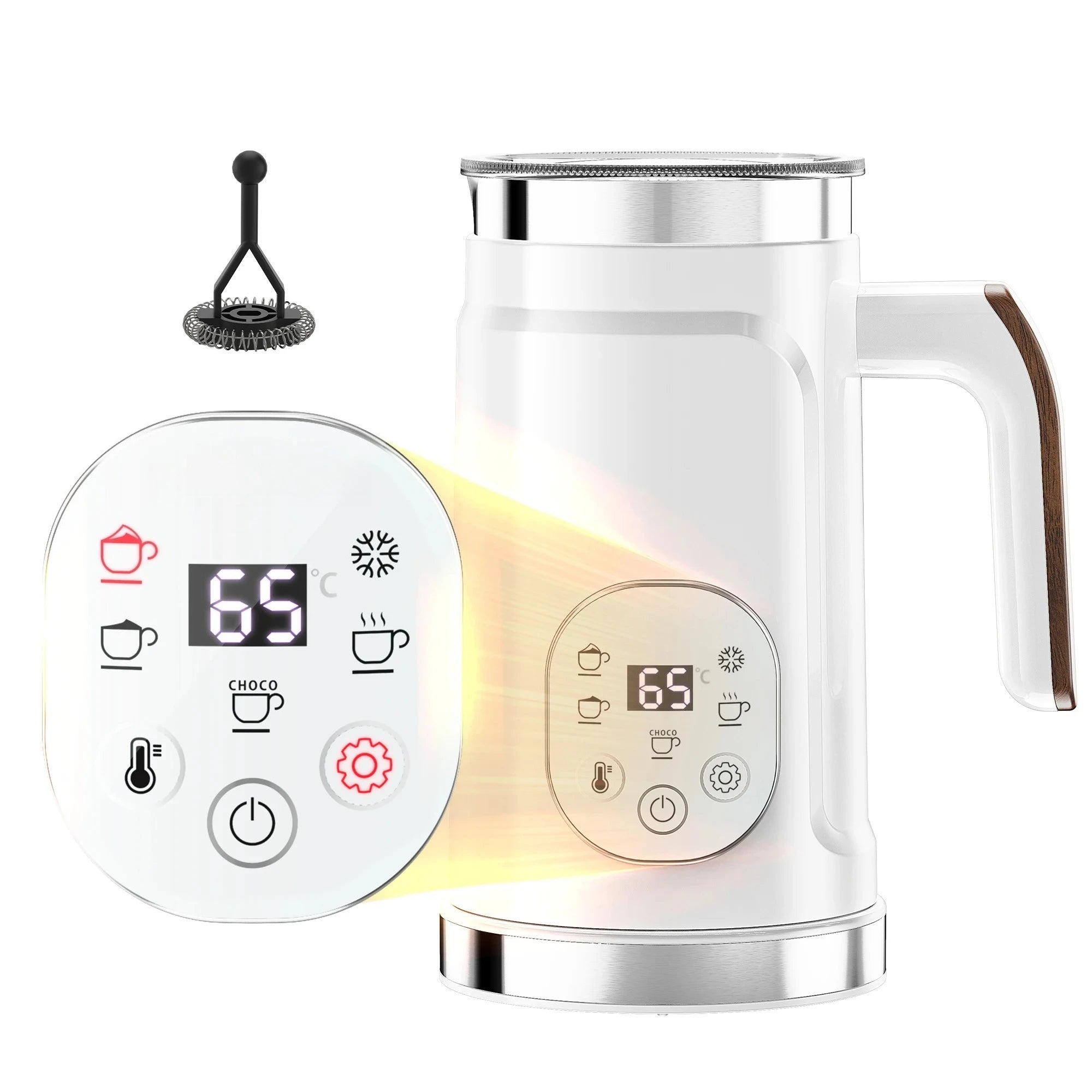 5-in-1 Milk Frother LED Touchscreen – Hot & Cold Foam Maker