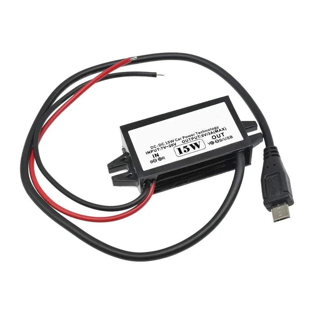 Car Power Converter DC-DC12V 24V to 5V 3A 15W Step Down Module Power Adapter USB-A Female/open Wire Connector/Type-C/dual USB Oasis Select Micro USB 12V24V 5V3A