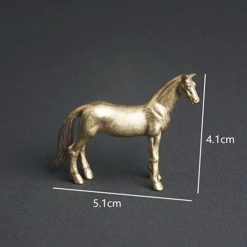 Miniature Bronze Brass Horse Figurine Sculpture Animal Statue Pure Copper Desktop Decoration Artwork for Home Decor Oasis Select A