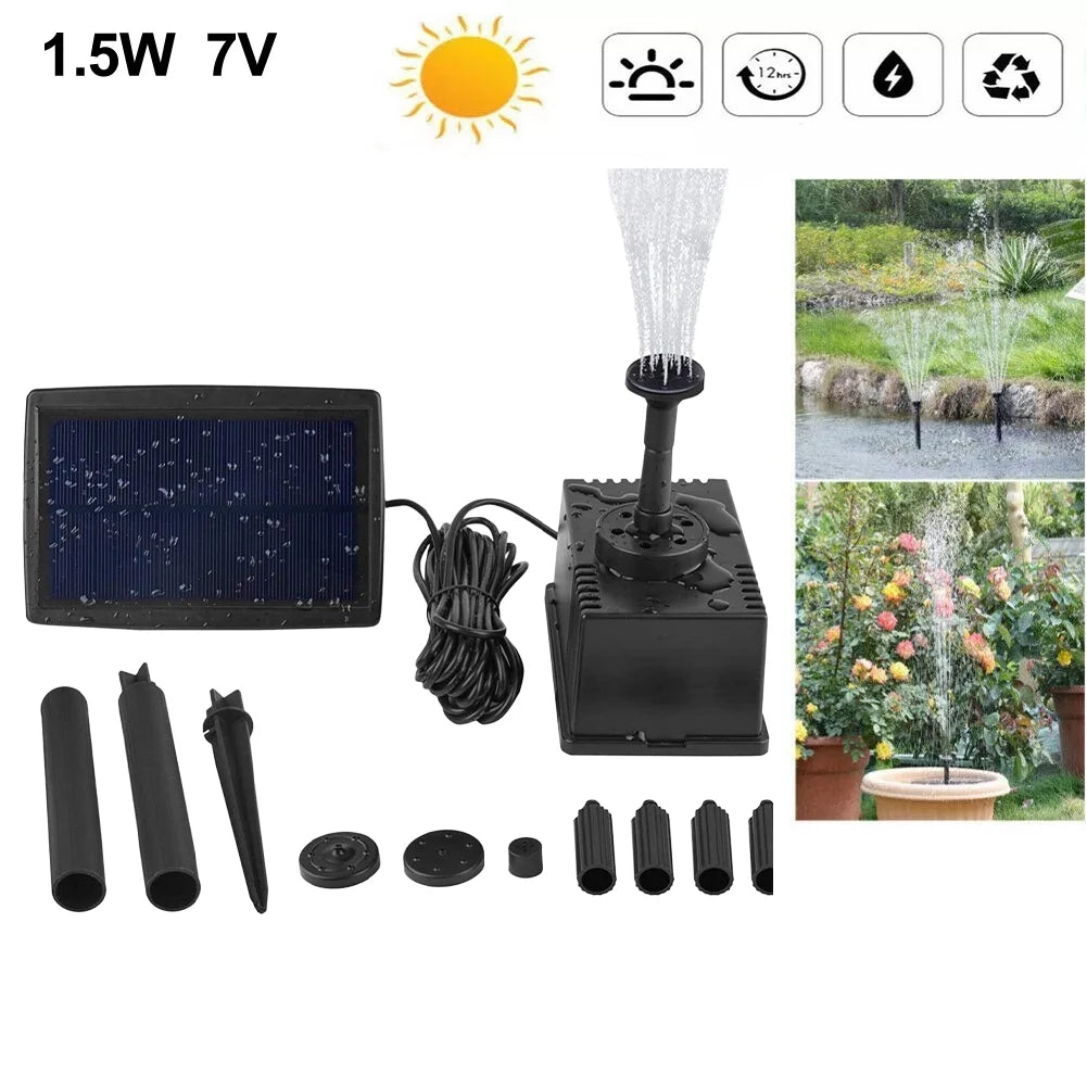 1.5W Solar Submersible Fountain Pump – Pond & Garden Pool Solar Fountain Pump Oasis Select